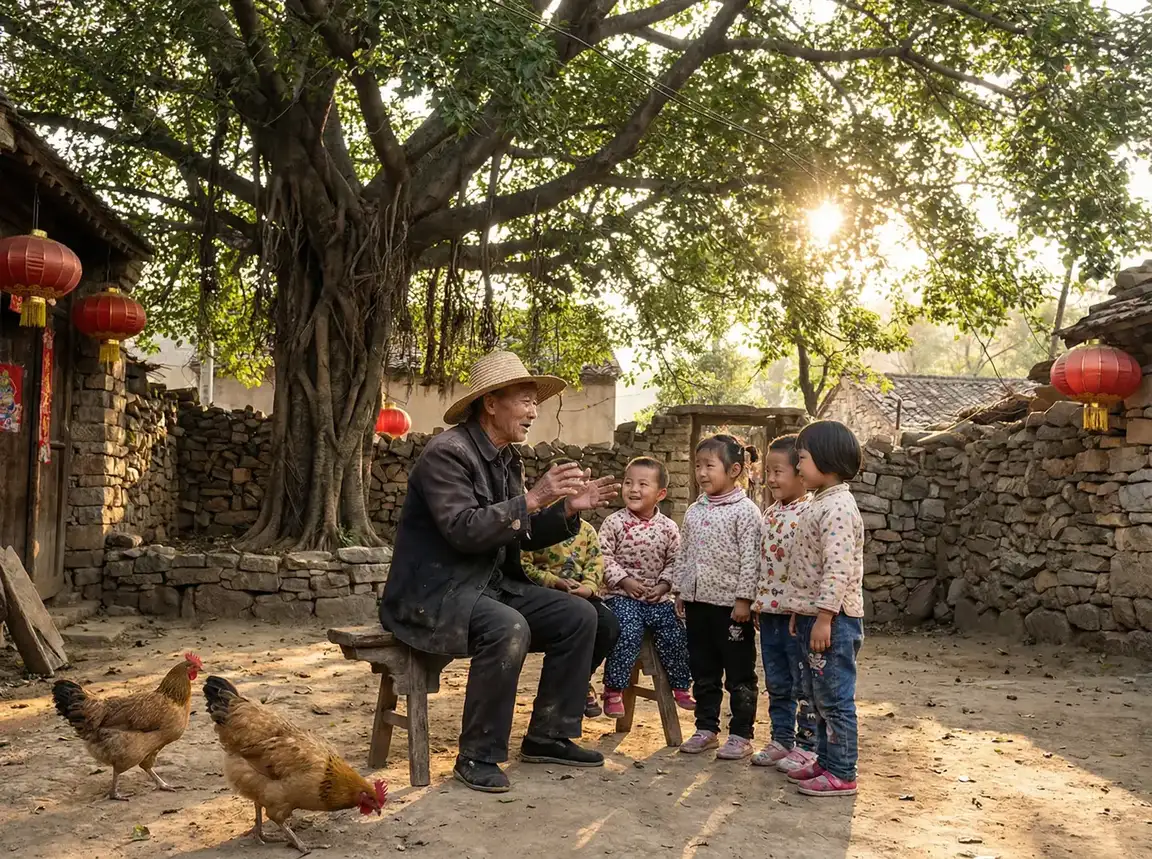 老人在大榕树下给孩子们讲故事 - 美丽姑娘韩国电影在线观看 乡村记忆